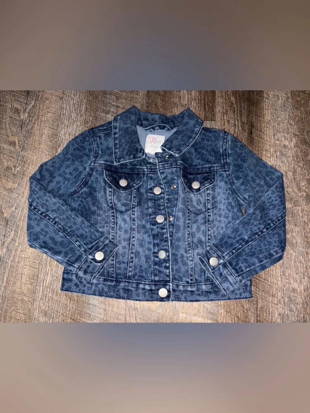🌸 $10 SALE 🌸 The Children's Place Dark Blue Leopard-Print Denim Jacket